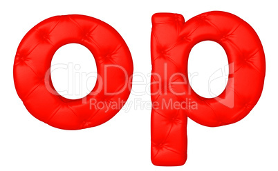 Luxury red leather font O P letters