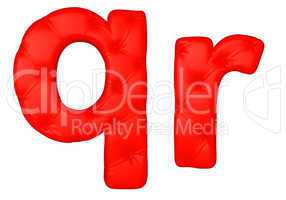 Luxury red leather font R Q letters