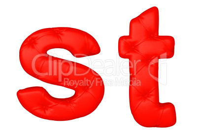 Luxury red leather font S T letters