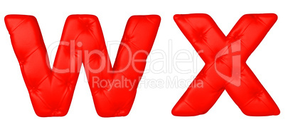 Luxury red leather font W X letters