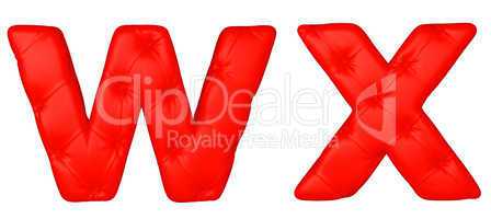 Luxury red leather font W X letters