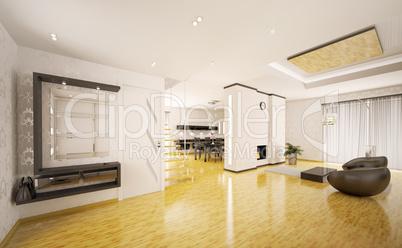 Interior of modern apartment 3d render