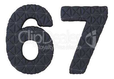 Stitched leather font 6 7 numerals