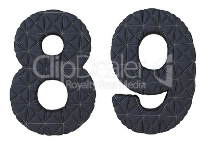 Stitched leather font 8 9 numerals
