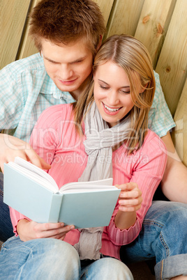 Couple in love - summer portrait with book