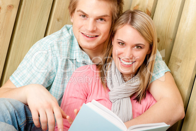 Couple in love - summer portrait with book