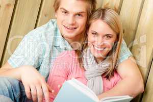 Couple in love - summer portrait with book