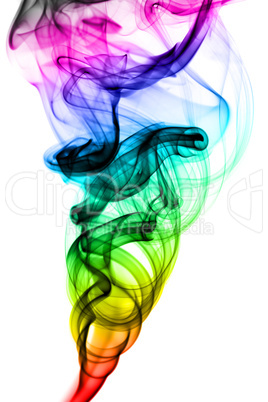 Abstract colorful smoke patterns on white