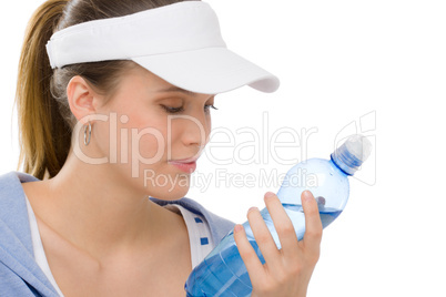 Sport - young woman fitness outfit water bottle