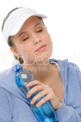 Sport - young woman fitness outfit water bottle