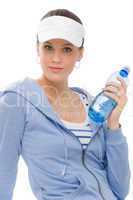 Sport - young woman fitness outfit water bottle