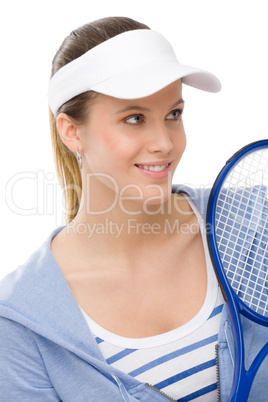 Tennis player - young woman holding racket