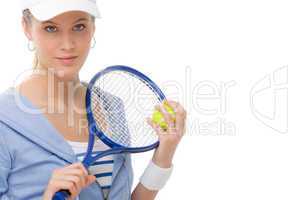 Tennis player - young woman holding racket