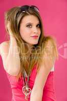 Fashion model - young woman in pink
