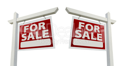 Pair of For Sale Real Estate Signs on White