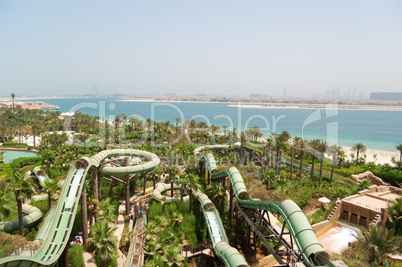 DUBAI, UAE - AUGUST 28: The Aquaventure waterpark of Atlantis th