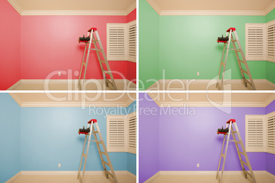 Set of Empty Rooms Painted in Variety of Colors