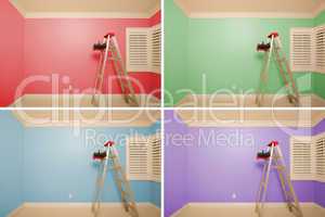 Set of Empty Rooms Painted in Variety of Colors