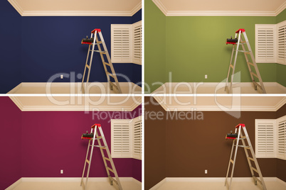 Set of Empty Rooms Painted in Variety of Colors