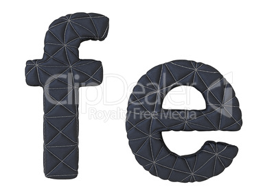 Lowercase stitched leather font f e letters