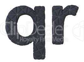 Lowercase stitched leather font q r letters