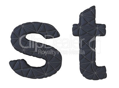 Lowercase stitched leather font s t letters
