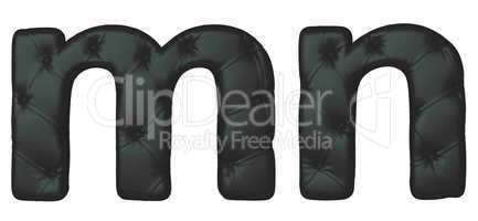 Luxury black leather font M N letters