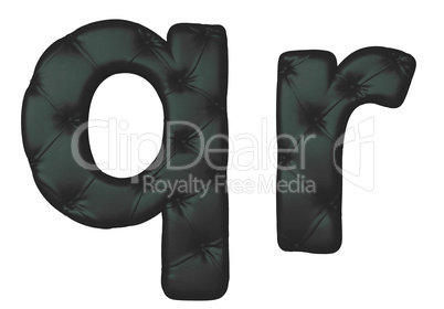Luxury black leather font R Q letters