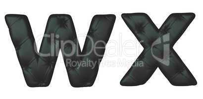 Luxury black leather font W X letters