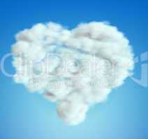 Cloud heart shape over blue sky