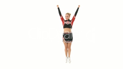 Cheerleader springt hoch