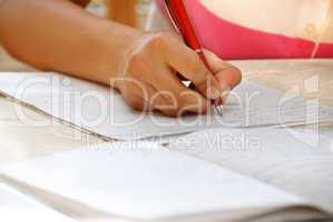 Schoolgirl doing her homework