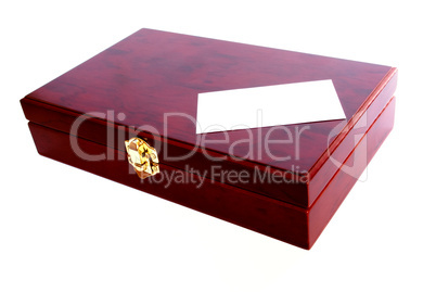 mahogany box with blank card