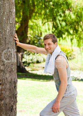 Man doing his stretches in the park