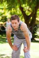 Tired couple in the park