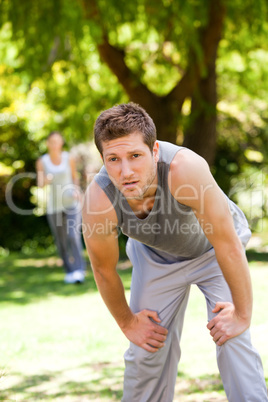 Tired couple in the park