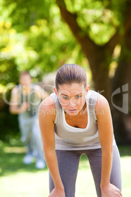 Tired couple in the park