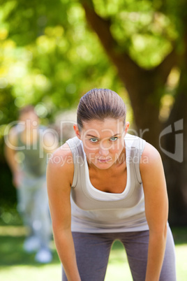 Tired couple in the park