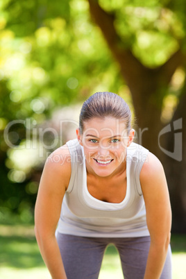 Tired woman in the park