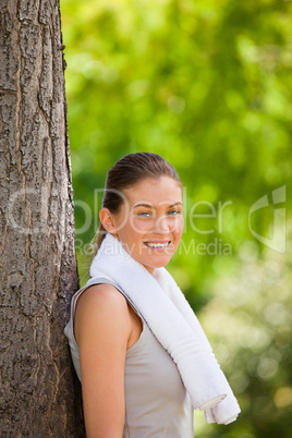 Tired woman in the park