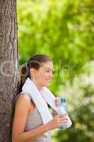 Tired woman in the park