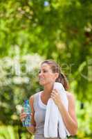 Tired woman in the park