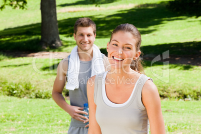 Sporty couple in the park