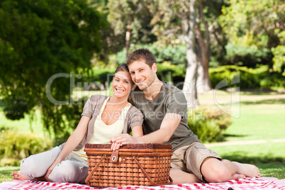 Couple picnicking in the park