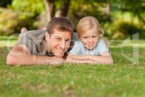 Father and his son in the park