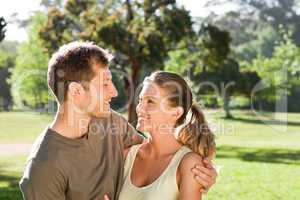 Woman hugging her handsome husband