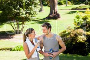 Sporty lovers in the park