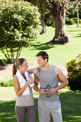 Sporty lovers in the park