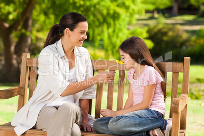 Smiling mother with her daughter