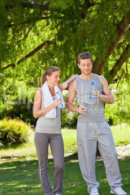 Couple drinking water